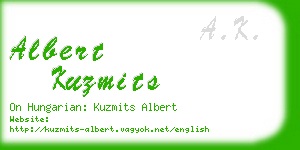 albert kuzmits business card